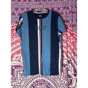 Hollister Shirt Blue Striped Shirt Size Medium Embroidered